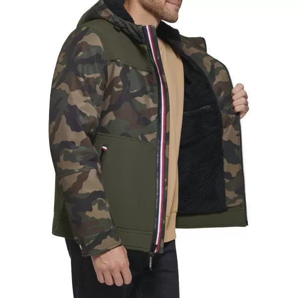 Tommy Hilfiger Mens Soft Shell Sherpa Lined Performance JacketCamouflage Combo