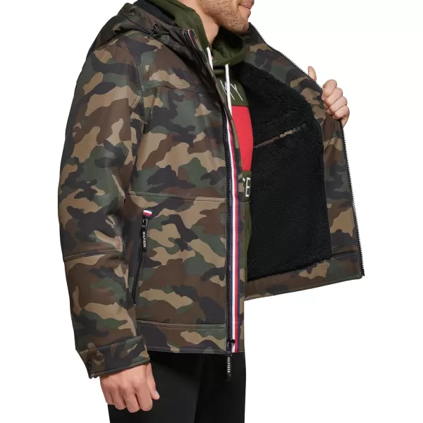 Tommy Hilfiger Mens Soft Shell Sherpa Lined Performance JacketCamouflage Tech