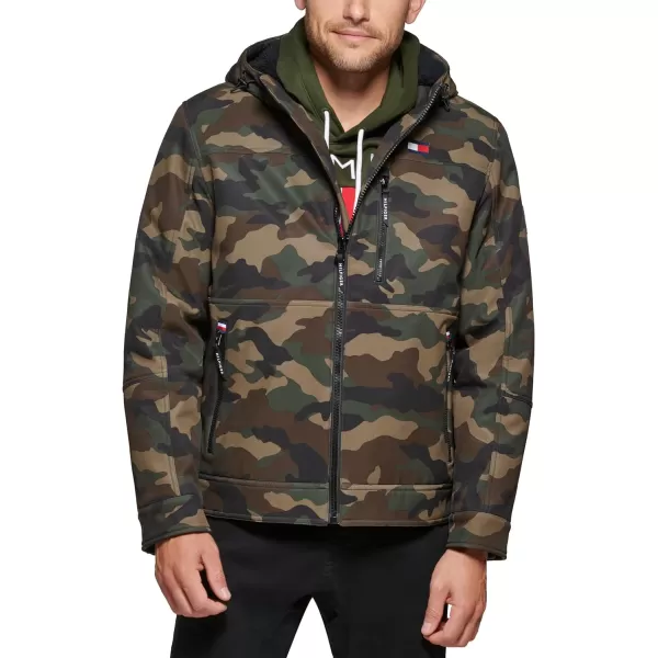 Tommy Hilfiger Mens Soft Shell Sherpa Lined Performance JacketCamouflage Tech