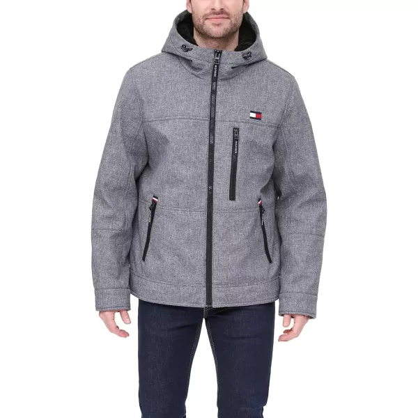 Tommy Hilfiger Mens Soft Shell Sherpa Lined Performance JacketHeather Grey Tech