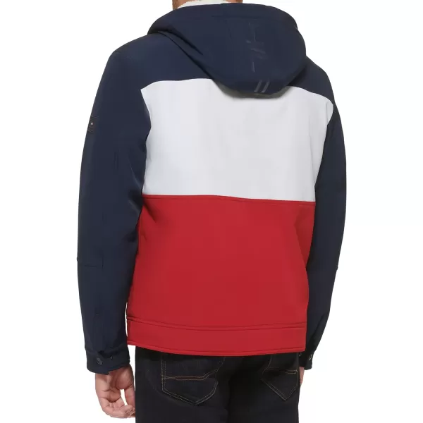 Tommy Hilfiger Mens Soft Shell Sherpa Lined Performance JacketMidnightIceRed Combo