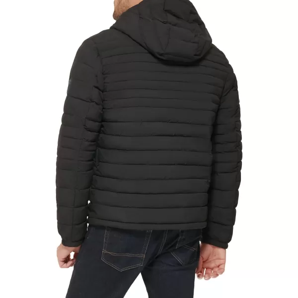 Tommy Hilfiger Mens Stretch Poly Hooded Packable JacketBlack