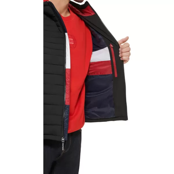 Tommy Hilfiger Mens Stretch Poly Hooded Packable JacketBlack