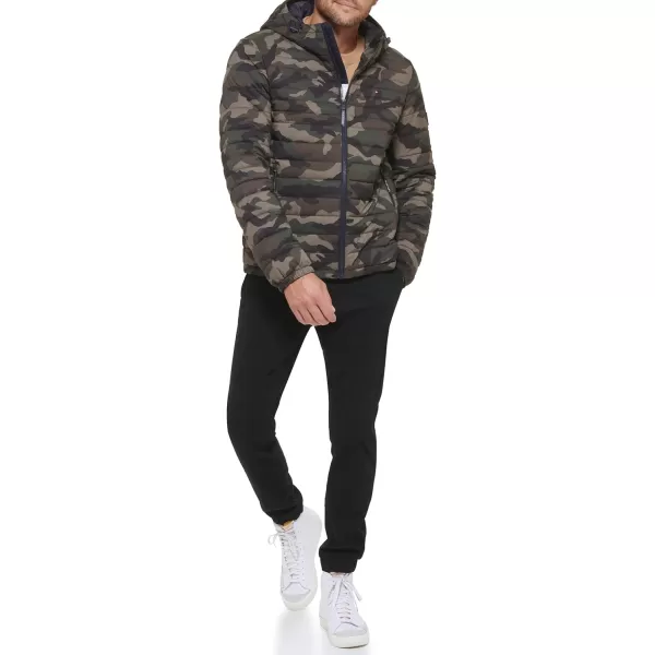 Tommy Hilfiger Mens Stretch Poly Hooded Packable JacketCamouflage