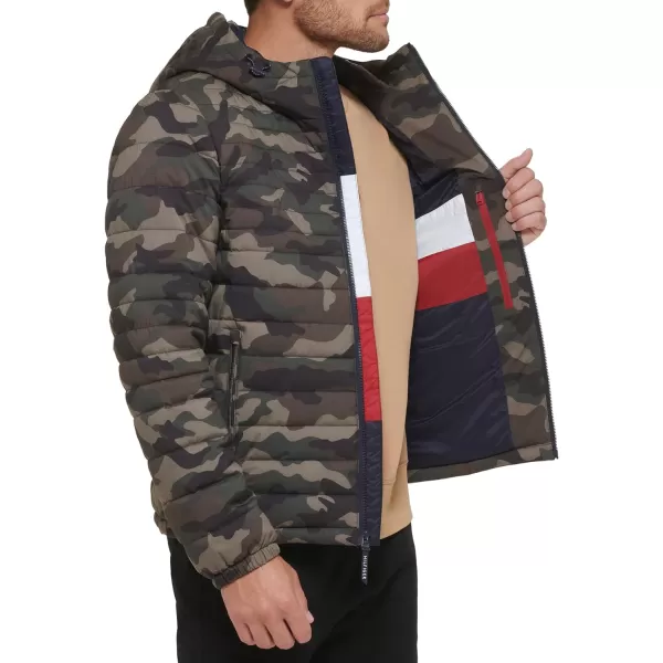 Tommy Hilfiger Mens Stretch Poly Hooded Packable JacketCamouflage