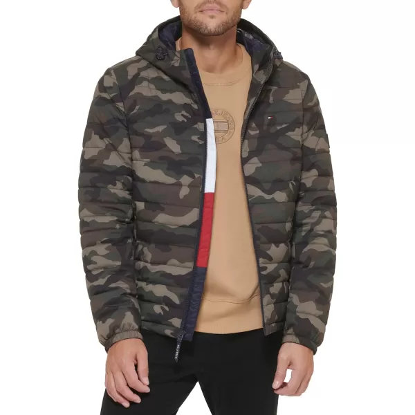 Tommy Hilfiger Mens Stretch Poly Hooded Packable JacketCamouflage