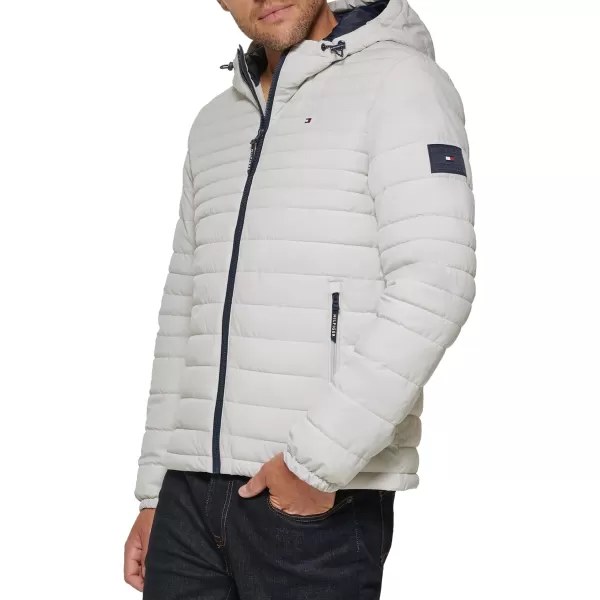 Tommy Hilfiger Mens Stretch Poly Hooded Packable JacketIce