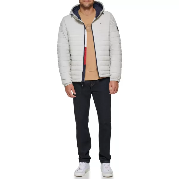 Tommy Hilfiger Mens Stretch Poly Hooded Packable JacketIce