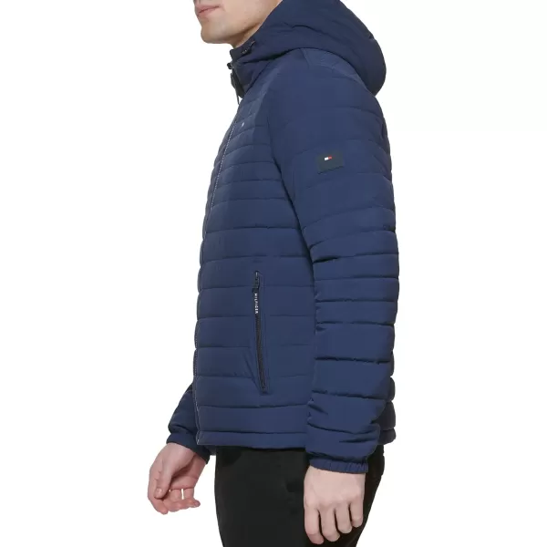 Tommy Hilfiger Mens Stretch Poly Hooded Packable JacketMidnight