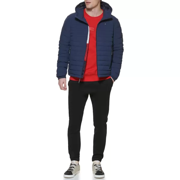 Tommy Hilfiger Mens Stretch Poly Hooded Packable JacketMidnight