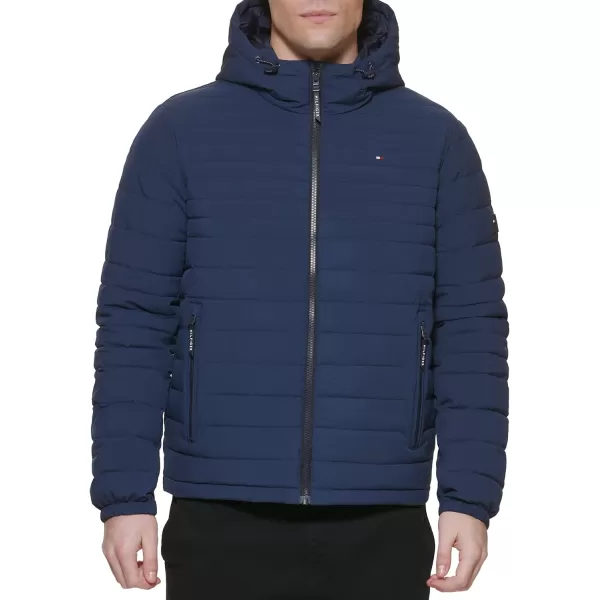 Tommy Hilfiger Mens Stretch Poly Hooded Packable JacketMidnight