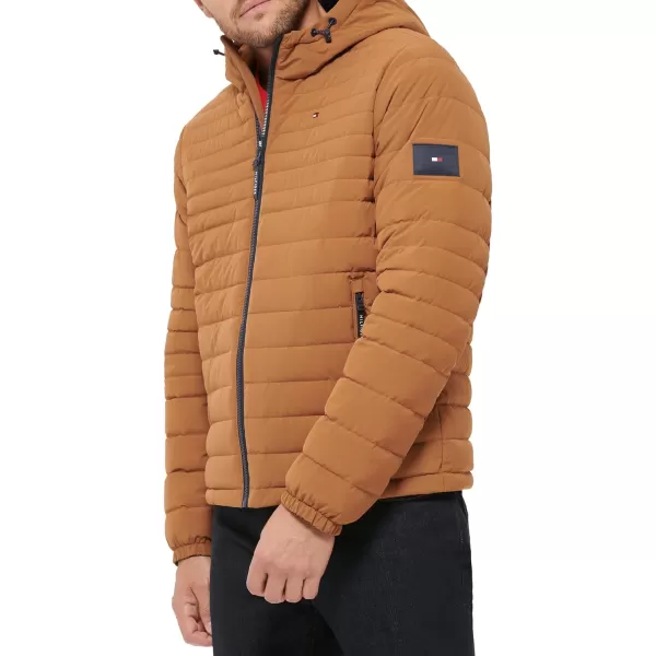 Tommy Hilfiger Mens Stretch Poly Hooded Packable JacketNuthatch