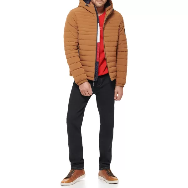 Tommy Hilfiger Mens Stretch Poly Hooded Packable JacketNuthatch
