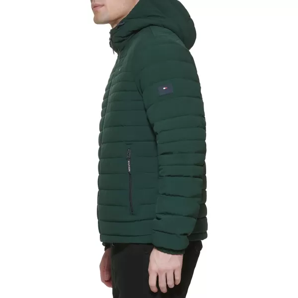 Tommy Hilfiger Mens Stretch Poly Hooded Packable JacketPine Green