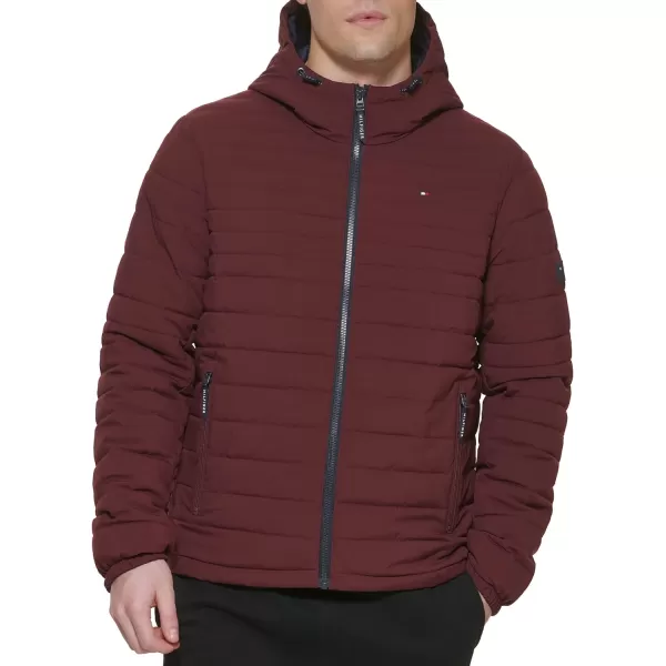 Tommy Hilfiger Mens Stretch Poly Hooded Packable JacketPort