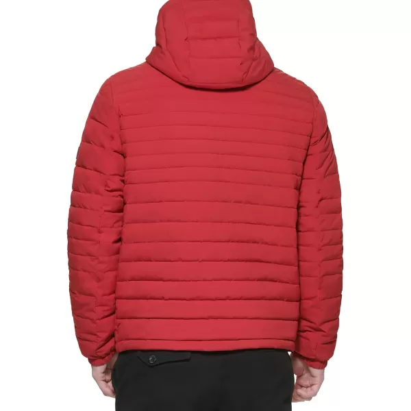 Tommy Hilfiger Mens Stretch Poly Hooded Packable JacketRed