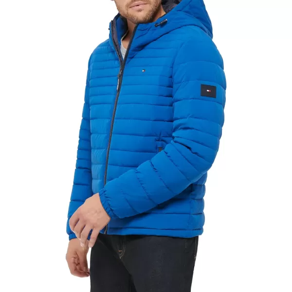 Tommy Hilfiger Mens Stretch Poly Hooded Packable JacketRoyal Blue