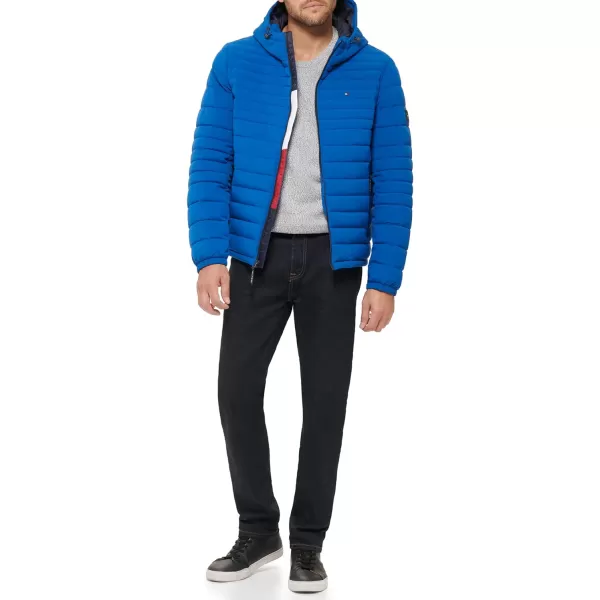 Tommy Hilfiger Mens Stretch Poly Hooded Packable JacketRoyal Blue