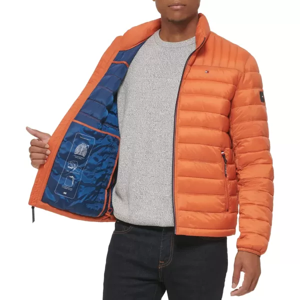 Tommy Hilfiger Mens Ultra Loft Lightweight Packable Puffer Jacket Standard and Big  TallBurnt Orange