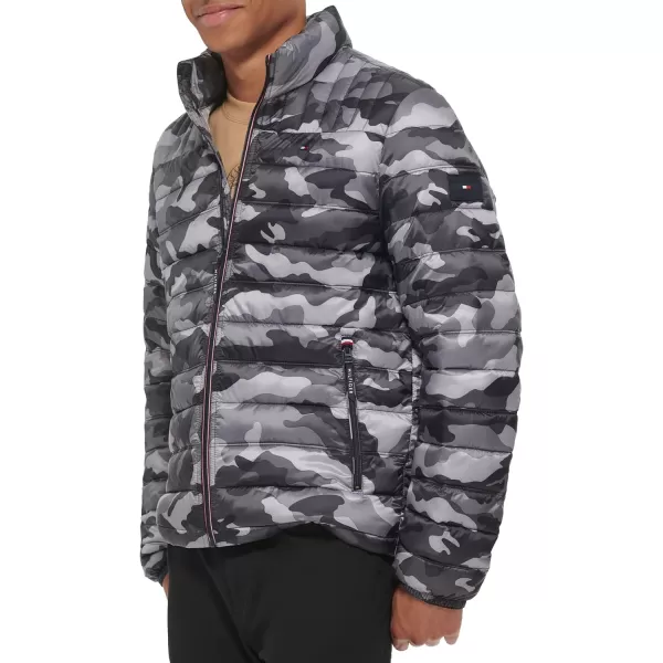 Tommy Hilfiger Mens Ultra Loft Lightweight Packable Puffer Jacket Standard and Big  TallGrey Camouflage