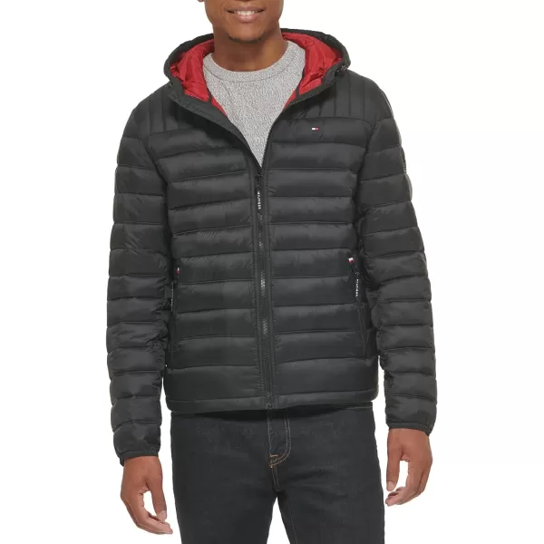 Tommy Hilfiger Mens Water Resistant Ultra Loft Filled Hooded Puffer JacketBlack