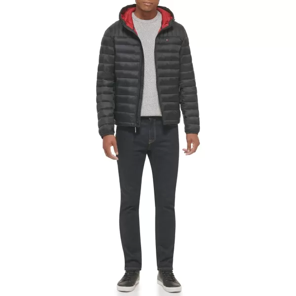 Tommy Hilfiger Mens Water Resistant Ultra Loft Filled Hooded Puffer JacketBlack