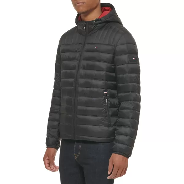 Tommy Hilfiger Mens Water Resistant Ultra Loft Filled Hooded Puffer JacketBlack
