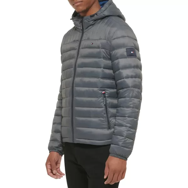 Tommy Hilfiger Mens Water Resistant Ultra Loft Filled Hooded Puffer JacketCharcoal