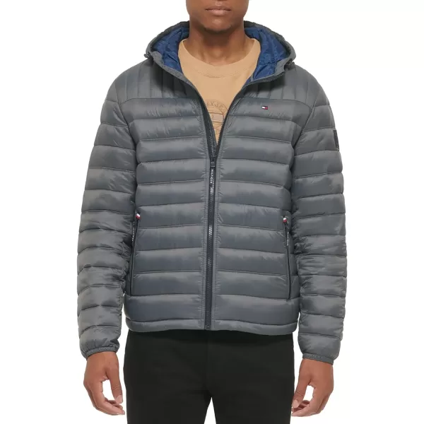 Tommy Hilfiger Mens Water Resistant Ultra Loft Filled Hooded Puffer JacketCharcoal