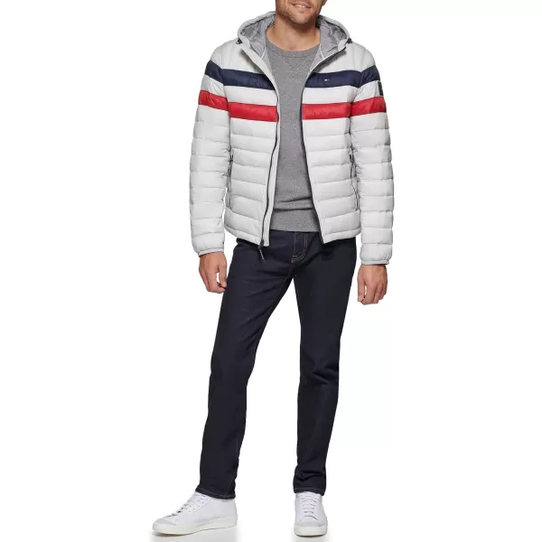 Tommy Hilfiger Mens Water Resistant Ultra Loft Filled Hooded Puffer JacketIce Combo