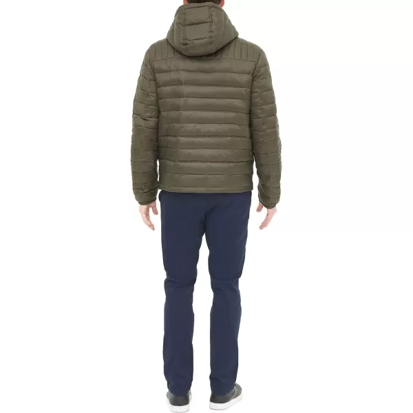 Tommy Hilfiger Mens Water Resistant Ultra Loft Filled Hooded Puffer JacketOlive