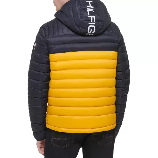 Tommy Hilfiger Mens Water Resistant Ultra Loft Filled Hooded Puffer JacketShine Yellow