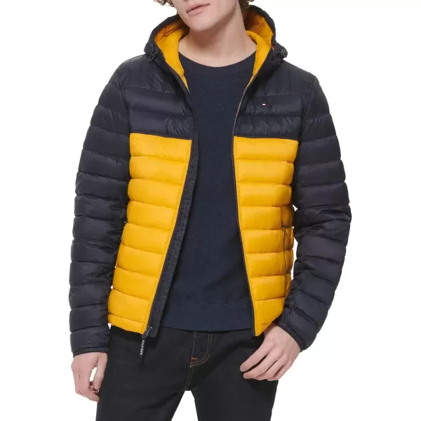 Tommy Hilfiger Mens Water Resistant Ultra Loft Filled Hooded Puffer JacketShine Yellow