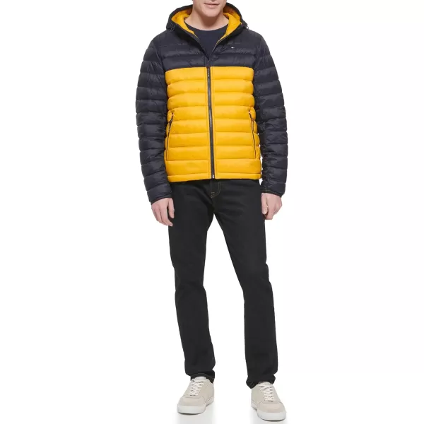Tommy Hilfiger Mens Water Resistant Ultra Loft Filled Hooded Puffer JacketShine Yellow
