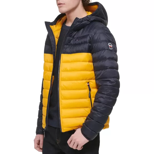 Tommy Hilfiger Mens Water Resistant Ultra Loft Filled Hooded Puffer JacketShine Yellow