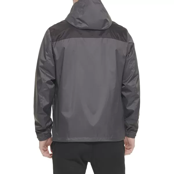 Tommy Hilfiger Mens Waterproof Breathable Hooded Jacket RaincoatBlackCharcoal