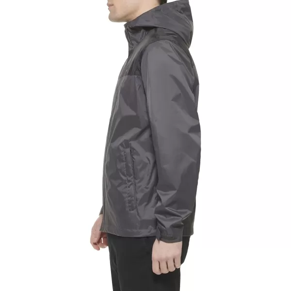 Tommy Hilfiger Mens Waterproof Breathable Hooded Jacket RaincoatBlackCharcoal