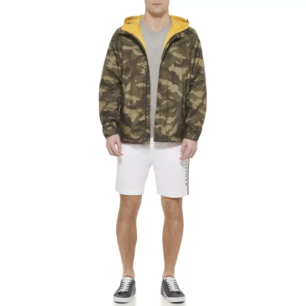 Tommy Hilfiger Mens Waterproof Breathable Hooded Jacket RaincoatCamouflage