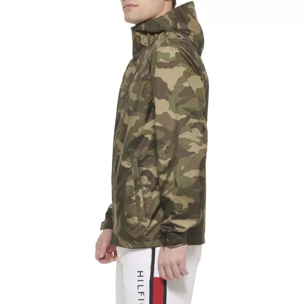 Tommy Hilfiger Mens Waterproof Breathable Hooded Jacket RaincoatCamouflage