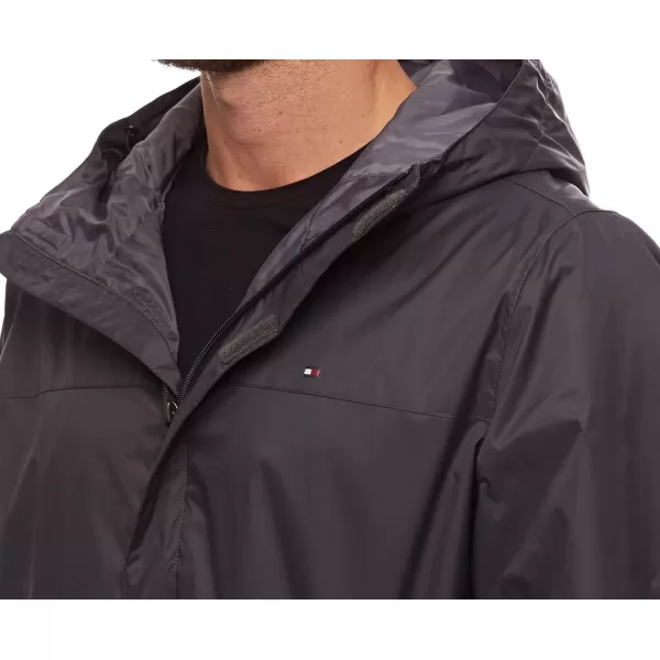 Tommy Hilfiger Mens Waterproof Breathable Hooded Jacket RaincoatCharcoal