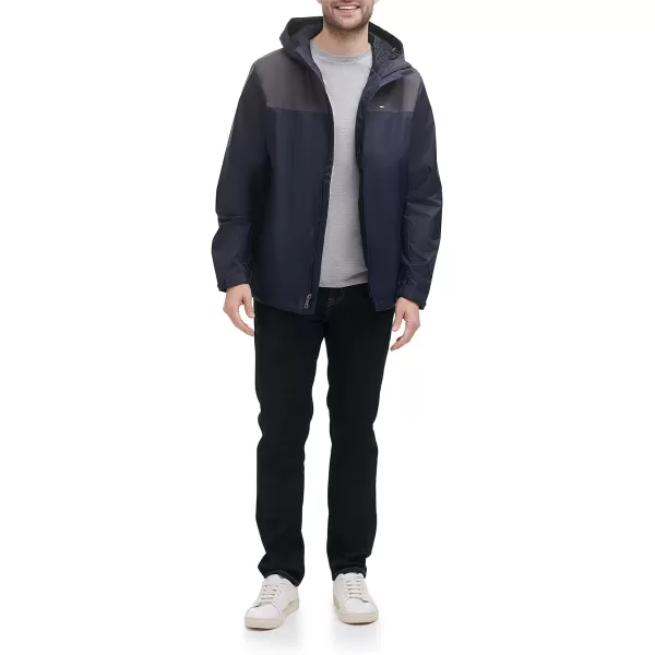 Tommy Hilfiger Mens Waterproof Breathable Hooded Jacket RaincoatCharcoalNavy