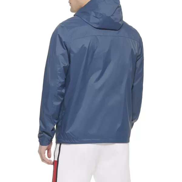 Tommy Hilfiger Mens Waterproof Breathable Hooded Jacket RaincoatMountain Blue