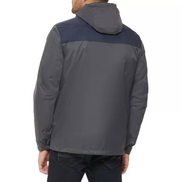 Tommy Hilfiger Mens Waterproof Breathable Hooded Jacket RaincoatNavyCharcoal