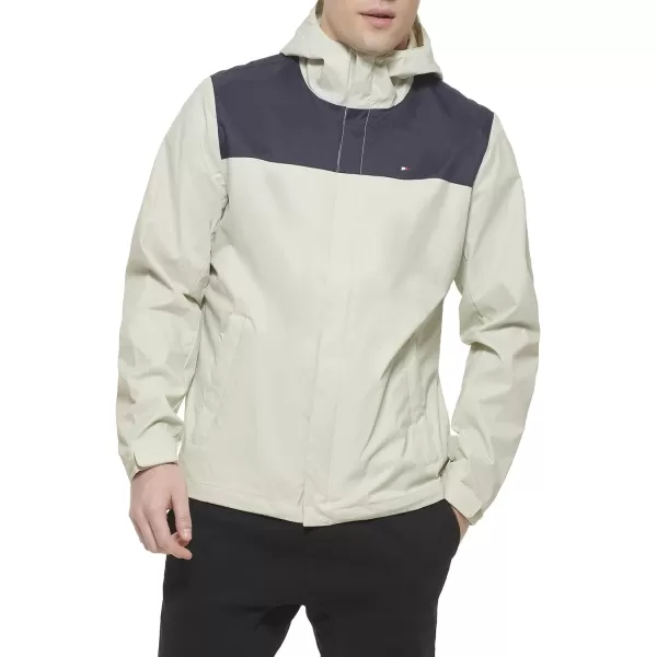 Tommy Hilfiger Mens Waterproof Breathable Hooded Jacket RaincoatNavyIce