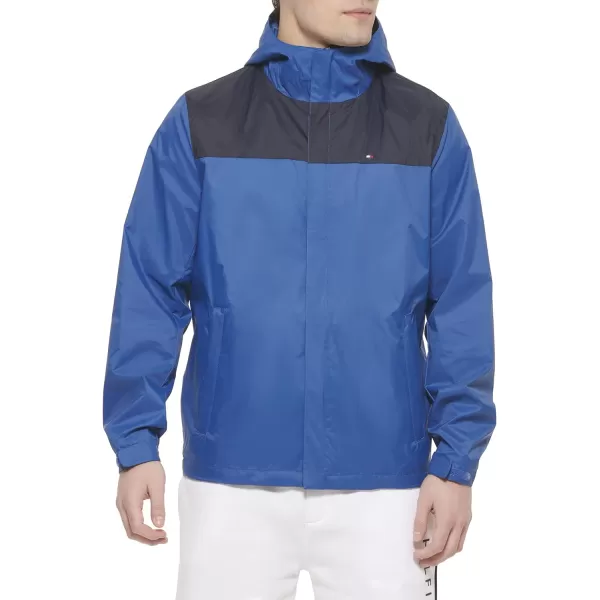 Tommy Hilfiger Mens Waterproof Breathable Hooded Jacket RaincoatNavyOcean Blue