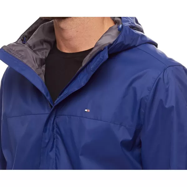 Tommy Hilfiger Mens Waterproof Breathable Hooded Jacket RaincoatOcean Blue