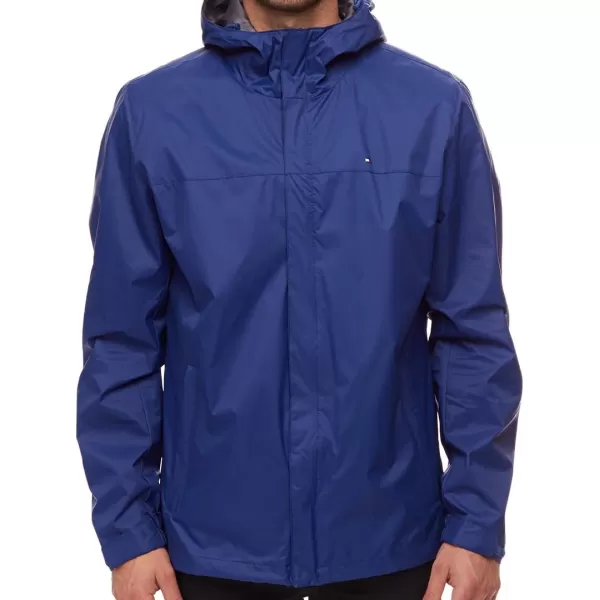 Tommy Hilfiger Mens Waterproof Breathable Hooded Jacket RaincoatOcean Blue