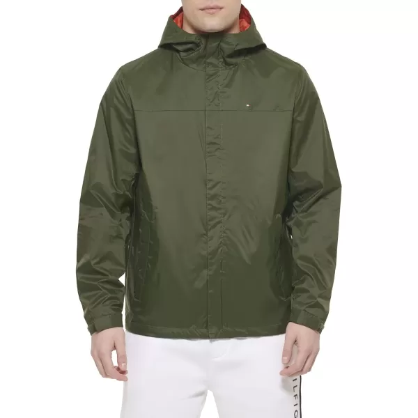 Tommy Hilfiger Mens Waterproof Breathable Hooded Jacket RaincoatOlive