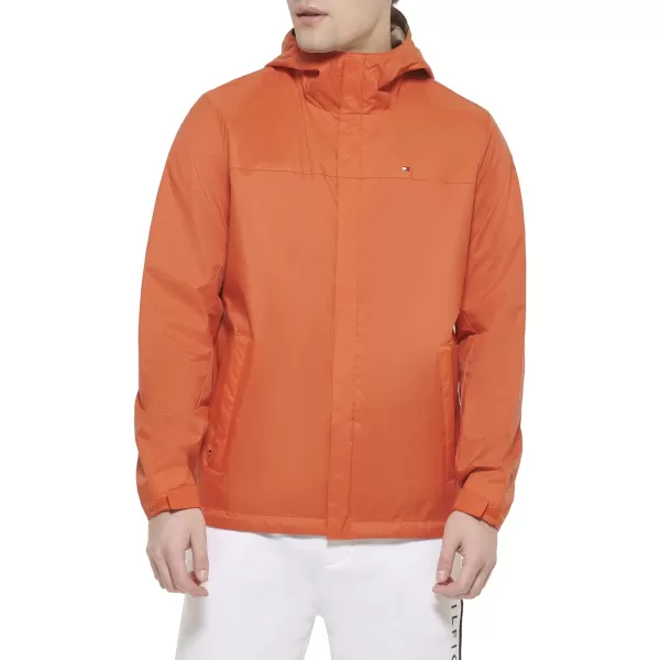 Tommy Hilfiger Mens Waterproof Breathable Hooded Jacket RaincoatOrange