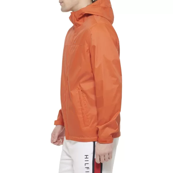 Tommy Hilfiger Mens Waterproof Breathable Hooded Jacket RaincoatOrange